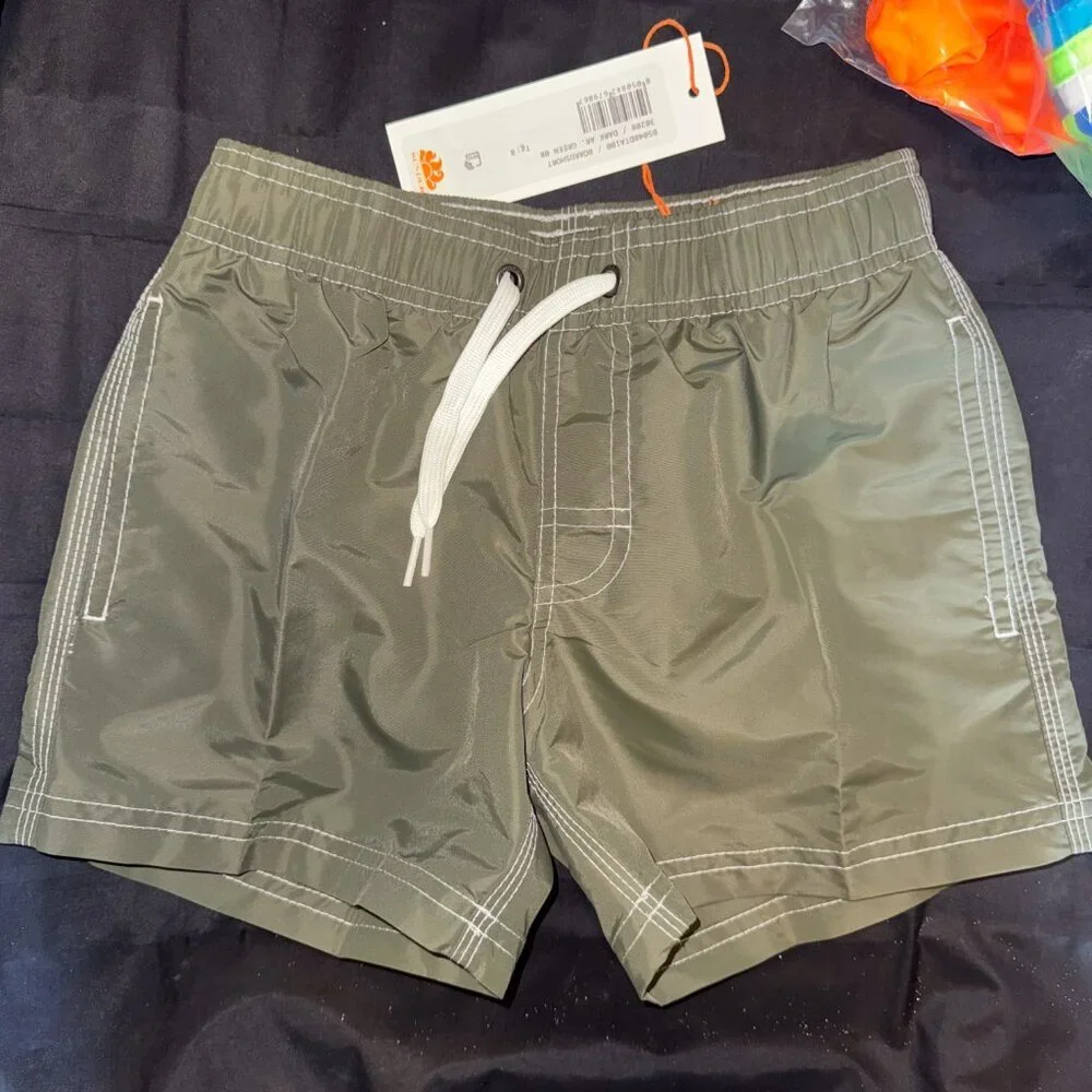 Sundek BOY’S SWIMSHORTS SHORT ELASTICATED WAIST ICONIC TAFFETA - NWOT